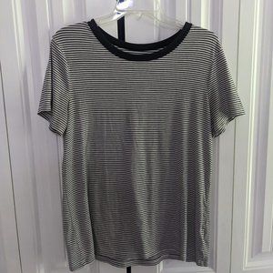 Old Navy Black and White Striped Shirt Womens L